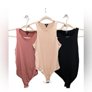 Lot of 3 Express Body Contour Silky High Neck Bodysuit size Small